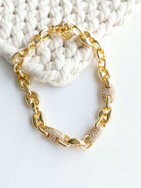 Kendra Scott Bailey Gold White CZ Pave Chain Bracelet